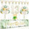 13 Geburtstag Deko, VICTERR Grün Gold Deko 13. Geburtstag Mädchen und Jungen Deko Set, Extra Lange Größe Happy 13th Birthday Banner Hintergrund 274×37cm, Girlande Wimpel Konfetti Luftballons