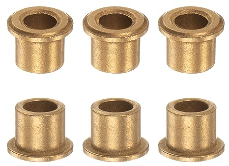 QUARKZMAN 6Stk Flansch Lager Hülse 8mm Bohrung 12mm AD 12mm Länge 2mm Flansch Dicke Bronze Buchse Selbstschmierende Gleitbuchsen Hülse für Industrieanlagen