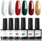 modelones UV Nagellack, Rot Glitzer Grün Weiß Shellac Gel Nagellack Set Winter 6 Farben Soak Off Gel Polish Nageldesigns,UV-LED Nagellack UV Gel Lack,Gellack Nagellack Nail Art Maniküre Salon
