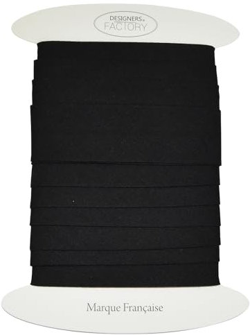 Schrägband baumwolle gefalzt - Große Breite 30 mm - Verkauft in 5 Metern, ideal für dickere Nähprojekte, gesteppte Decken, Plaids, Kissen... (Schwarz)