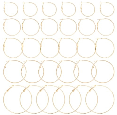 Beebeecraft 1 Box 30 Stück Creolen Ohrring Zubehör 18 Karat Vergoldetes Messing 5 Größen Ring Ohrring Draht Creolen Ohrring Für Schmuckherstellungszubehör
