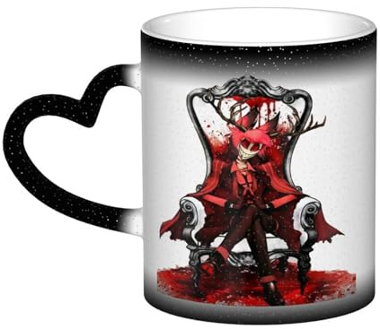 Xinchangda Hazbin Mug à changement de couleur pour hôtel Anime Alastor/Angel Dust/Charlie Morningstar Magic Mark Tasse en céramique Tasse à café Tasse à thé Cadeaux créatifs