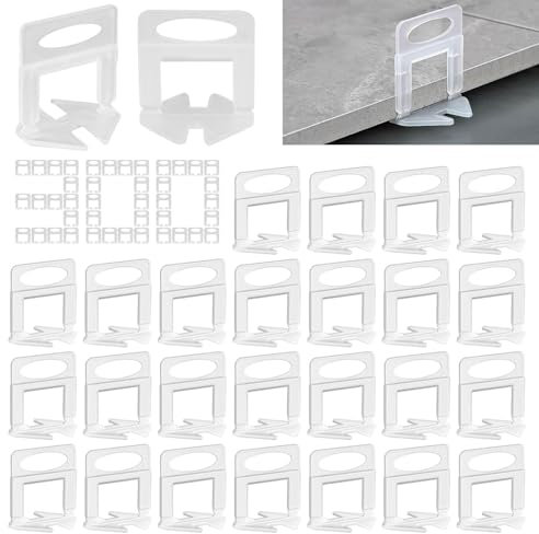 300 Stück Fliesen Nivelliersystem 1,5 mm Nivelliersystem Fliesen Fliesenverlegehilfe Fliesen Abstandshalter Fliesenkreuze Fliesen Zubehör Clips für Wand- und Bodenfliesen Leveling Fliesenkeile 1,5mm