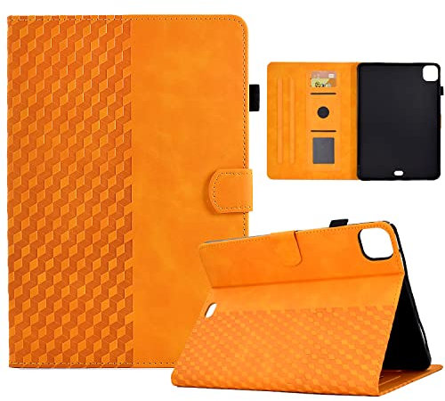 Étui de protection pour iPad Pro 11 M4 (2024) - En cuir de qualité supérieure - Avec fente pour carte de veille/réveil automatique - Support multi-angle - Orange