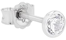 Amor Single Ohrstecker 925 Sterling Silber Damen Ohrschmuck, mit Zirkonia synth., 0,3 cm, Weiß, Kommt in Schmuck Geschenk Box, 9146116