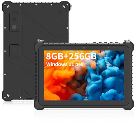 SunKol Tablet PC 10,1 Zoll, Windows 11 Pro IP67 Industrial Tablet PC (I7-10510Y 8GB 256GB) WiFi, BT4.2, 4G, Fingerabdruck, 500nit, GPS, NFC, 2D-Scanner, Laden: