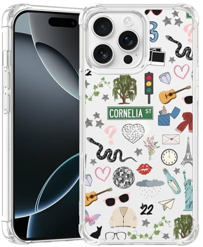 JKLASD Taylorism Musiker-Handyhülle, kompatibel mit iPhone 16 Pro, coole Königin, ästhetische Collage, Handyhülle für Damen und Mädchen, transparent, stoßfeste TPU-Schutzhülle