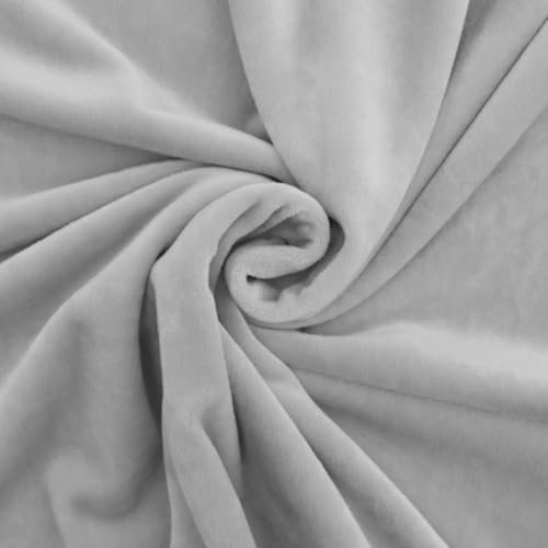 Premium Minky Fleece Stoff Meterware - Super Weicher Plüschstoff 260gsm - Microfaser Stoff in Verschiedenen Farben - 50x160cm (Grau)