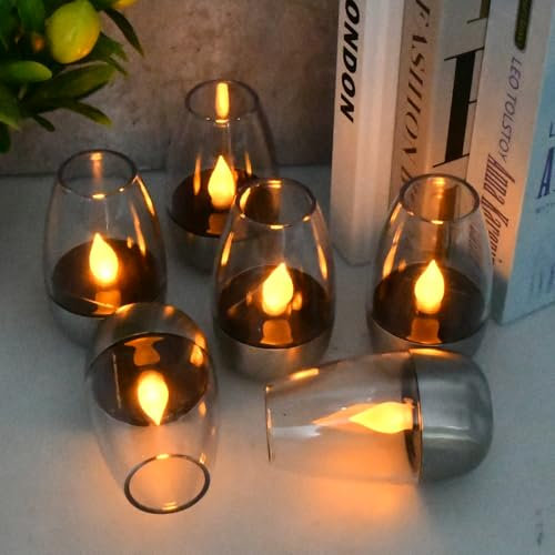 Focenat Lot de 6 Bougies solaires extérieures, Chauffe-plat LED, Flamme vacillante, Étanche, Résistant aux intempéries, Pour jardin, camping, décoration intérieure