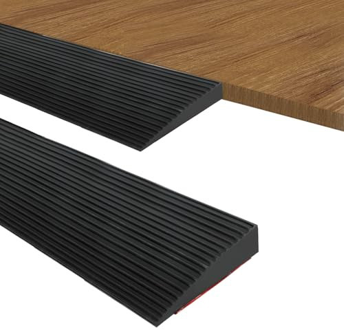 Türschwellenrampe, Rampe Saugroboter, Selbstklebende Schwellenrampe, Rampe Türschwelle, Gummi Türschwellen Leiste, für Rollstühle, Rollatoren, Elektroroller (Schwarz, 90x8x2.5cm)