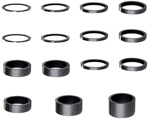 Yphzmtz 15 Stück Steuersatz-Abstandshalter für Fahrrad, 7 Größen Kohlefaser Rennrad Vorbau Distanzringe Fahrradgabel Spacers Kit 1mm/2mm/3mm/5mm/10mm/15mm/20mm