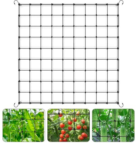 alwaiiz Scrog Netz 90x90 cm, Elastische Grow Netz mit 4 Haken, Ranknetz Geeignet für Pflanzen, Gemüse, Obst, Blumen