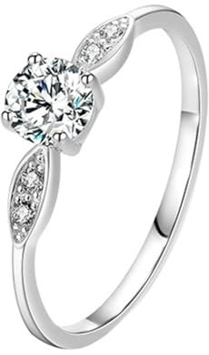 Beydodo Verlobungsring Damen Weißgold 375, Ehering Einzeln Flügel mit Moissanit Hochzeit Ringe Trauringe Nickelfrei Gr.59 (18.8)