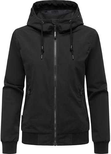 Ragwear Damen leichte Übergangsjacke wasserdichte und atmungsaktive Funktionsjacke kurz mit Kapuze Oggie YOUMODO XS-6XL