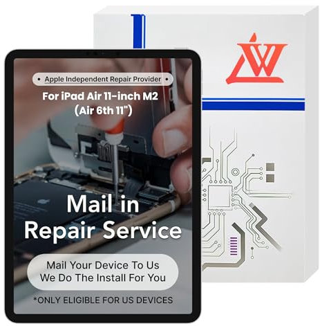LW Mail-in Reparaturservice mit Original OEM Pull Screen für iPad Air (M2/M3) (iPad Air 6 11 Zoll) 2024 A2902 A2903 A2904 Touch Assembly Display Digitizer LCD Bildschirm Ersatz (kein Bildschirm)