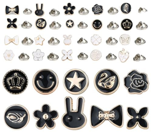 KEQAR 20 Stück Anstecknadeln, Schmuck für Kleidung, ohne Nähen, Jeansnadeln, Hemdenknöpfe, sofort abnehmbar, für Kleidung, Jeans, Cardigan, DIY-Dekorationen