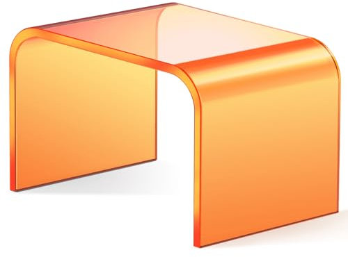 Tritthocker aus Acryl Hocker,Tritthocker für Kinder,Fußhocker aus Acryl,Badezimmer Hocker für Kinder Erwachsene in Küche, Bad und Haus, bis zu 113 kg Belastbar (Orange- No Non-Slip)