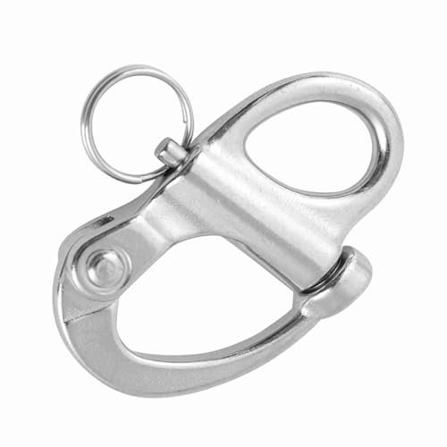Tomvorks Marine Boat Rigging Edelstahl Fixed Snap Shackle Schnellfreisetzung mit Runden Ring für Marine Boat Trucks (12 * 52 mm)