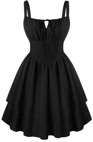 Scarlet Darkness Corset Mini Dress for Women Teens 2026 Summer Ruffle Sundress Graduation Homecoming Dresses Black L