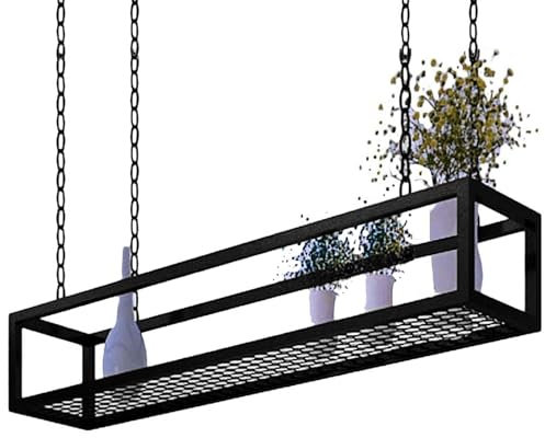 DZZTHSH Hanging Shelf, Ceiling Hanging Plant Stand, Metal Iron Wine Rack Bookshelves, Decorative Display Shelf for Balcony Bar Flower Shop, with Iron Chain Item
