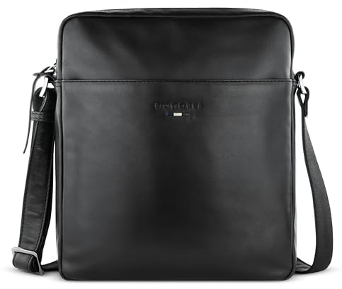 bugatti Romeo Schultertasche aus Leder, Umhängetasche für Herren mit Stil, schwarz