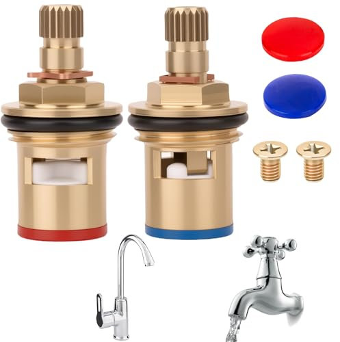 Water Tap Cartridge Valve Replacement Set – 2pcs Ceramic Tap Cartridges for Mixer Taps, Tap Valve Inserts, and Tap Washers for Easy Repair