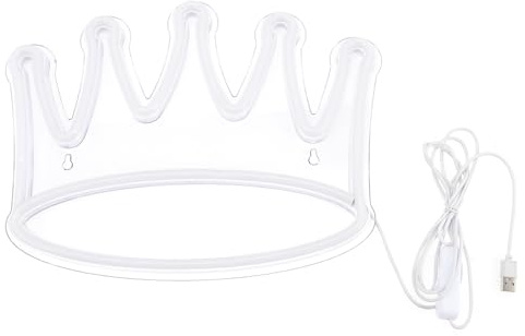 PartyKindom Neon Kronen Nachttischlampe USB LED Leuchtreklame Kunststoff Kronen Nachtlichtdekoration für Schlafzimmer Wohnzimmer