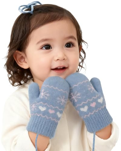 Faxianther Kinder Fäustlinge Handschuhe Warme Verdicken Baby Strickhandschuhe Kleinkind Winterhandschuhe mit Fleecefutter Winter Stretch Babyhandschuhe Fausthandschuhe für 0-5 Jahre Mädchen Junge