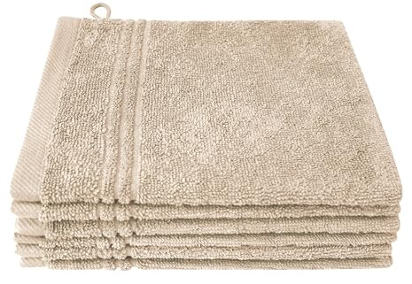 Dyckhoff Bio Nature Waschhandschuh Set, 6-TLG., GOTS, 500g/m², Stein | 16x21cm, zertifizierte Bio-Baumwolle, besonders weich und saugkräftig