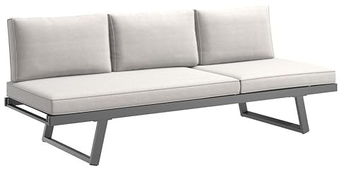 OUTLIV. Lucca Gartenloungesofa Ecksofa Aluminium Relaxfunktion Olefin Bezug 3 Sitzplätze Hellgrau Anthrazit 200x71x76 cm