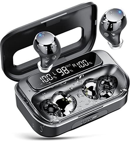 Ecouteurs Bluetooth sans Fil, 2026 Bluetooth 5.4 avec 128H HiFi Stéréo Basses Casque, 4 ENC Réduction de Bruit Mic, Oreillette Bluetooth Sport IP7 Étanche, Contrôle Tactile, Écran LED pour ios/Android