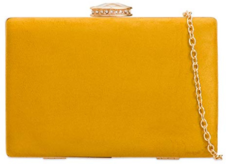 LeahWard Women's Clutch Bag Suede Wedding Evening Party Handbags 672 (Mustard)