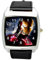 Taport® Iron Man Quarz-Armbanduhr, quadratisch, SCI FI, echtes Lederband, inklusive Ersatzakku und Geschenkbeutel, Schwarz
