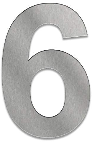 ZALAFINO Hausnummer aus Edelstahl in anthrazit/schwarz / DB703 / Edelstahl natur 0-9 und a-f - Größe konfigurierbar (20 cm, 6)