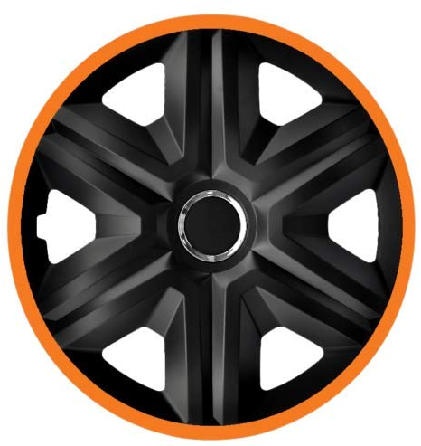 Luckyberg Radkappen - 'Fast LUX/Action' 15 Zoll 4er Set - Universal Fit für Autos und andere Fahrzeuge (Orange)