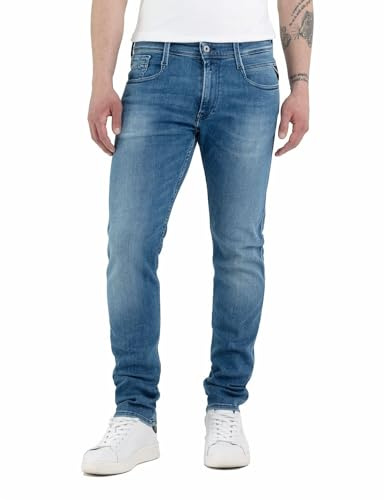 Replay Herren Jeans Anbass Slim-Fit mit Power Stretch, Medium Blue (Blau), 29W/32L
