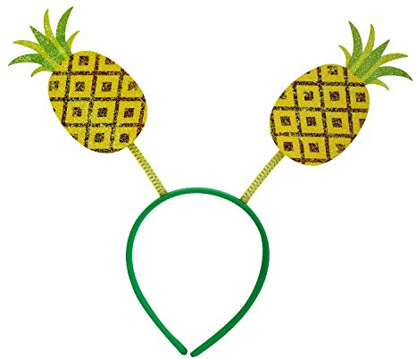 NET TOYS Lustiger Haarreif für Erwachsene Happy Ananas - Gelb-Grün - Witziger Damen-Haarschmuck Tropisches Früchtchen - Genau richtig für Karneval & Beachparty