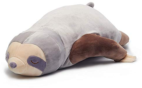 Nuffeldöns Kuscheltier Nackenkissen Stillkissen Schwangerschaftskissen Faultier Kissen für Kinder Stofftier sehr weich und flauschig (Grau, 80)