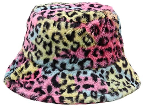 VALICLUD Warme Mütze Leopardenmuster Bucket Hat Plüsch Fisherman Cap Stilvoll Und Bequem Für Herbst Und