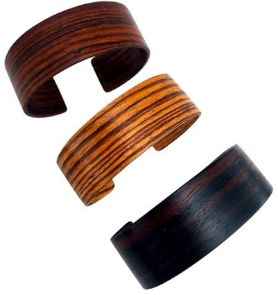 Armreifen Armspange Armband aus Holz | Edelholz: Makkaser-Zebrano, Königsholz, Handgefertigt, Wählbar