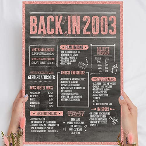 22 Geburtstag Frauen Rosegold Holzbild Back in 2003 personalisierbar zum Hinstellen/Aufhängen opt. beleuchtet, 22 Geburtstag Frau Deko, 22 Geburtstag Frau, 22. Geburtstag Frau, Geschenk 22 Geburtstag