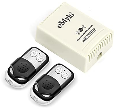 eMylo Wireless Remote Switch Fernbedienung Lichtschalter Keine Verkabelung 220V-230V-240V 1000W 2 Kanal für Haushaltsgeräte LED Glühbirnen 10A AC 433 MHz