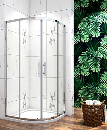 Acezanble Duschkabine 90x90cm Runddusche Duschabtrennung Viertelkreis Dusche H185cm