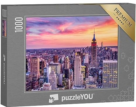 puzzleYOU: Puzzle 1000 Teile „New York City: Sonnenuntergang über Midtown aus der Luft betrachtet“ – aus der Puzzle-Kollektion USA
