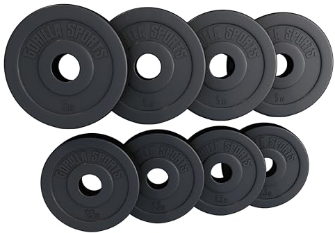 GORILLA SPORTS® Olympia Hantelscheiben - 1,25-30kg Gewichte, Einzeln/Set, 50/51 mm Bohrung, Kunststoff - Hantelscheiben-Set, Hanteln