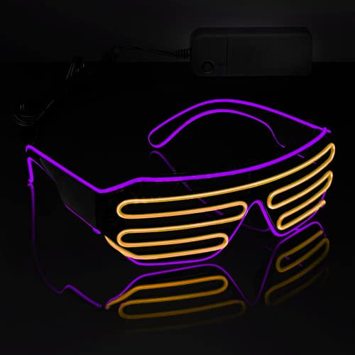 lumous rola 1PCS Glasses Light up El Wire Rave Shutter Glasses, Glow In Dark Flashing Led Sunglasses, Luminous Glasses For Parties, Halloween RB01 PATENTED