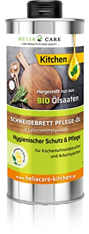 HeliaCARE Schneidebrett Öl - BIO Holzpflegeöl - Holz Öl für Schneidebretter - Premium Holzöl farblos & geruchlos - Holzpflegemittel aus Deutschland (500ml)