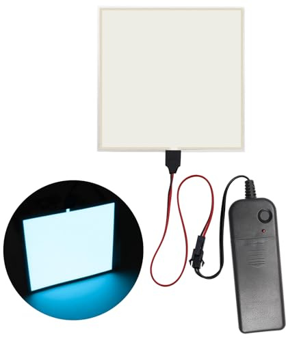 YnGia Glowing LED Eyes Cuttable 10 * 10cm EL Panel Electroluminescent Light Sheet Decorations Light Lamp Sheet with Battery Inverter (Ice Blue)