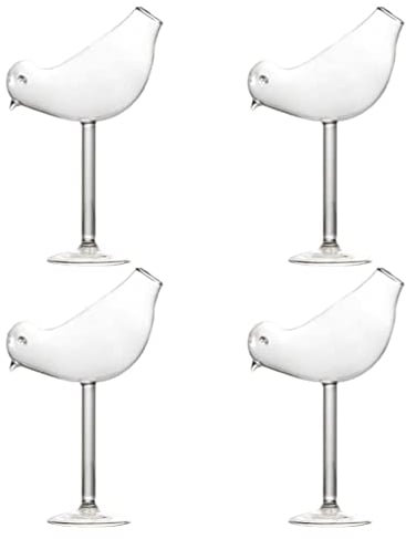 4 x -Glas-Vogelgläser, Vogelform, Weinglas, 150 ml, Set mit 4 einzigartigen Champagnerglas, Vogelform, Martini-Kelchbecher für KTV Home Bar Club