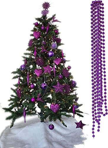 UKDeals Direct® DARK PURPLE COLLECTION CHRISTMAS DROPLET BAUBLES TREE DECORATIONS GLITTER MATT ICICLES (3mtr Garland Bead)